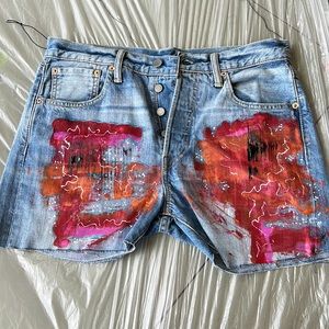 Abstract artist Jean shorts #7